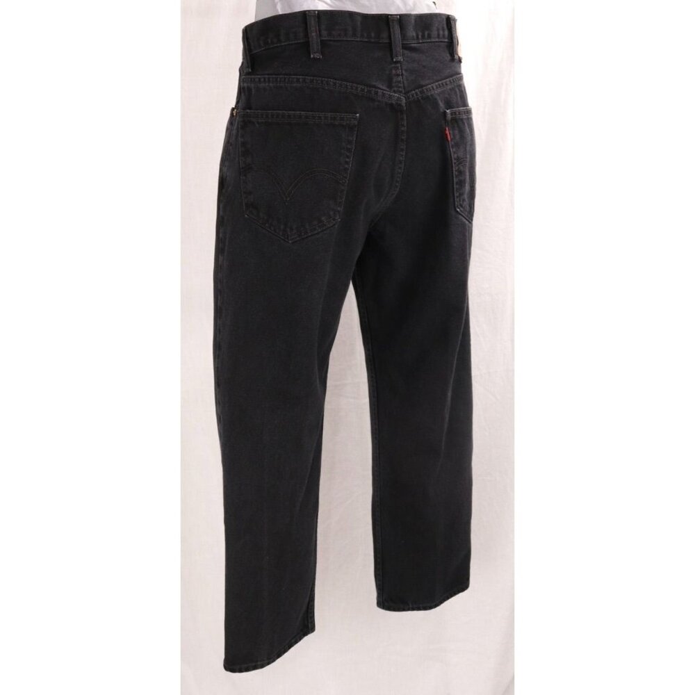 Levis 550 Jean Men 38 x 30 Grunge Black Relaxed Fit Straight Leg Goth Denim VTG - Picture 9 of 13